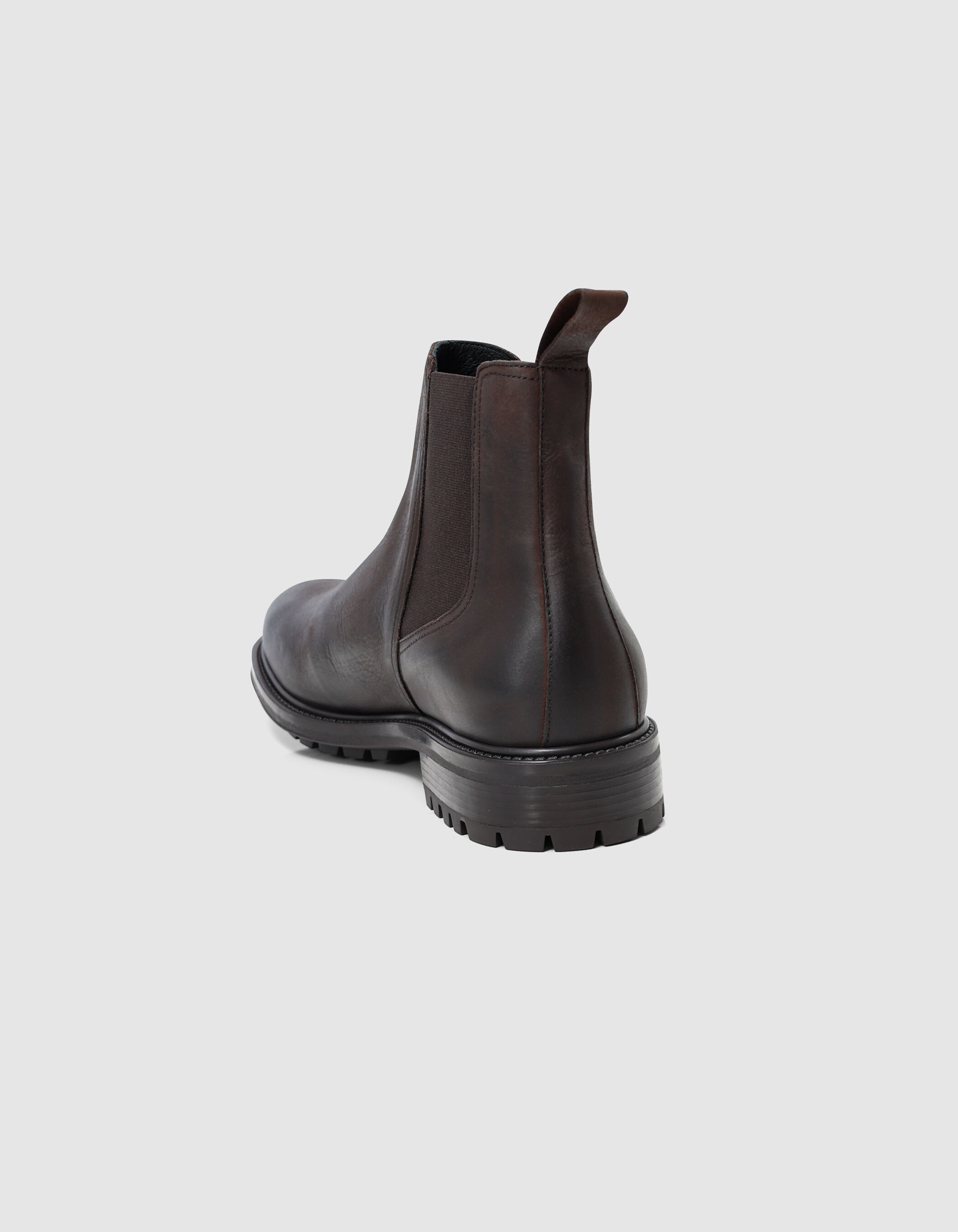 Chelsea boots brun crantees cuir nubuck Homme IKKS