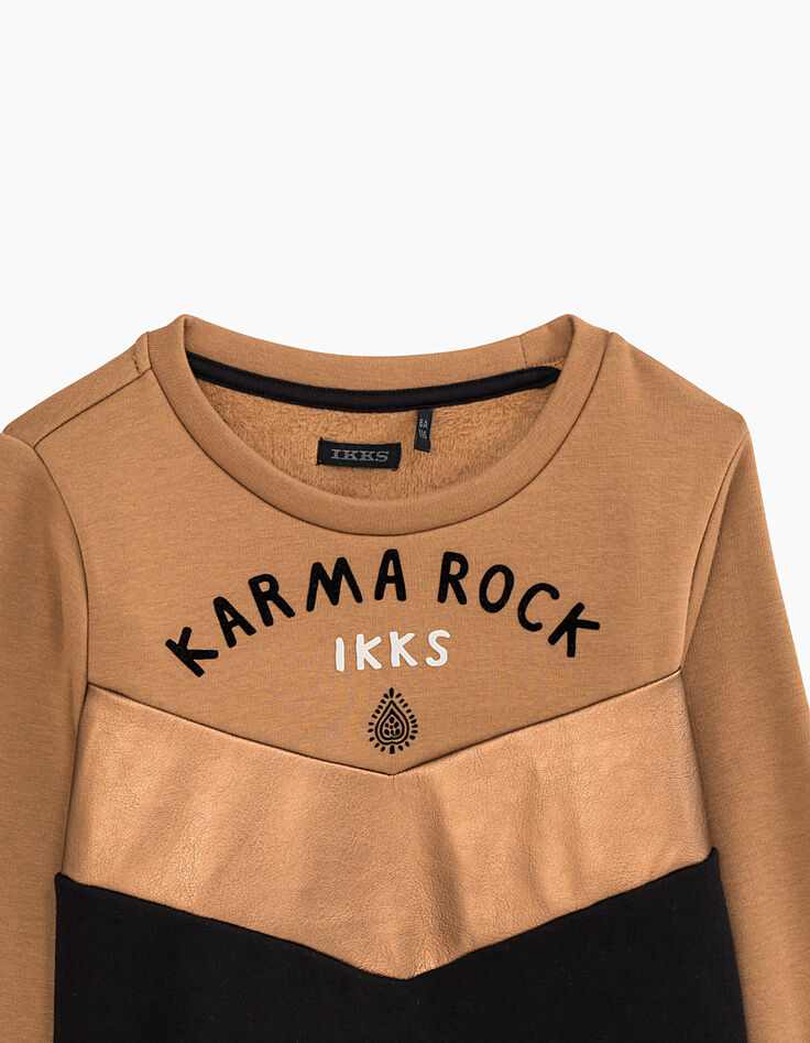 Girl’s caramel, copper & black Karma Rock print sweatshirt-4