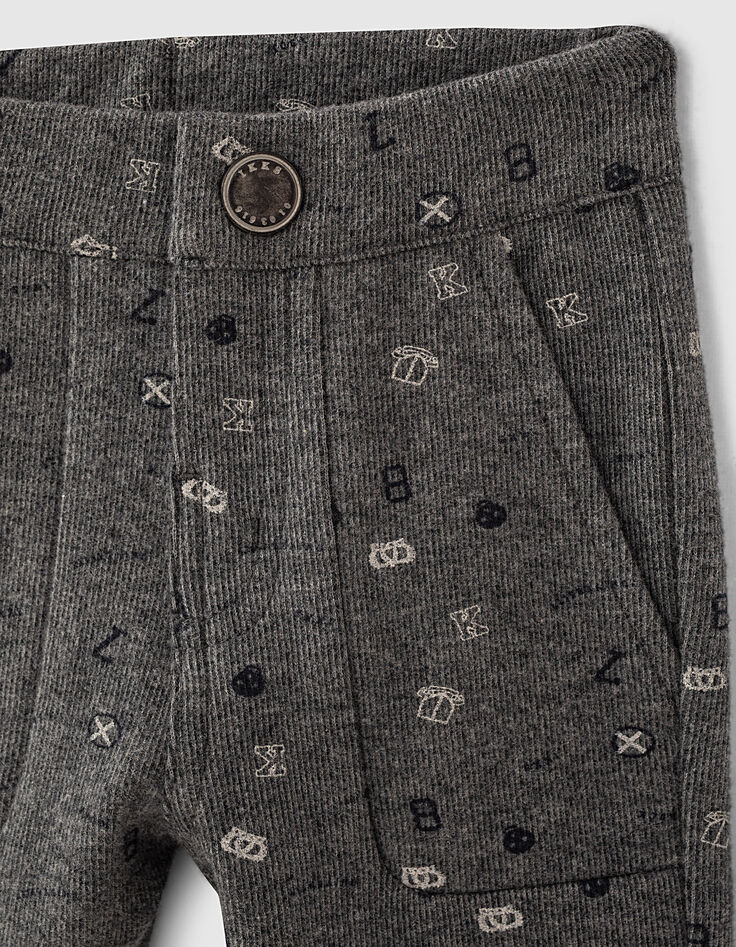 Pantalón gris oscuro punto estampado blasones bebé niño -3