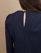I.Code navy pinstripe dress with ribbed collar-5