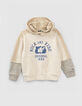 Beige sweater met kap jongens-1