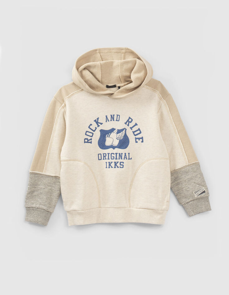 Beige sweater met kap jongens-1