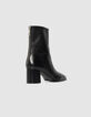 Boots à talon noires cuir zippées Femme-3