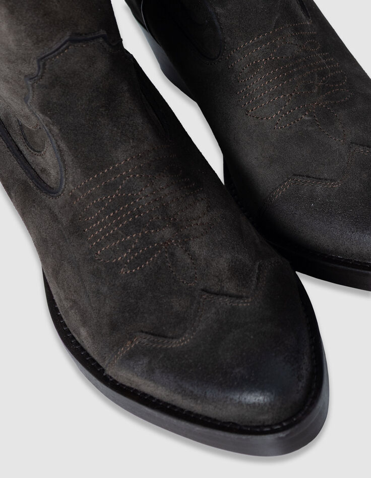 Women's brown suede santiag boots-5