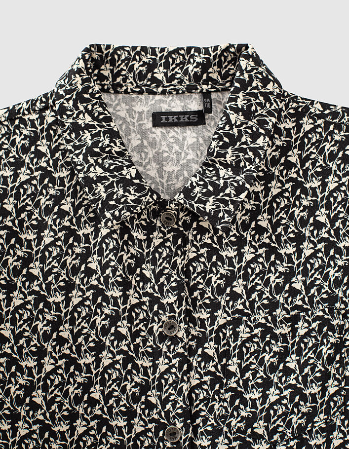 Girls’ black lily print Ecovero® short-sleeve shirt - IKKS