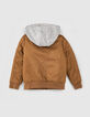 Blouson bomber cognac &agrave; capuche amovible gar&ccedil;on -4