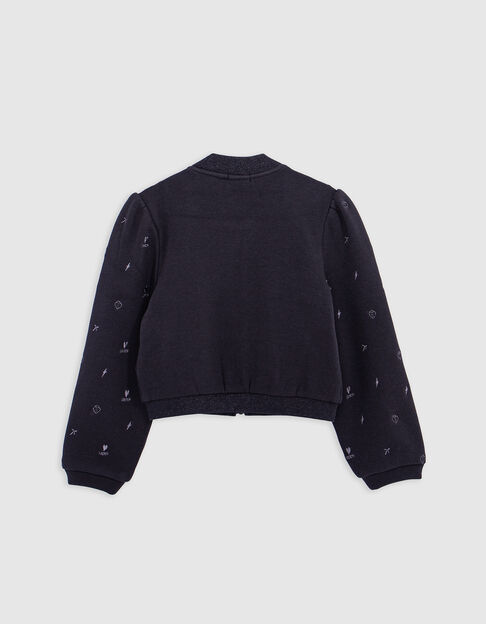 Cardigan noir molleton esprit bomber fille Cardigan noir molleton esprit bomber fille - IKKS