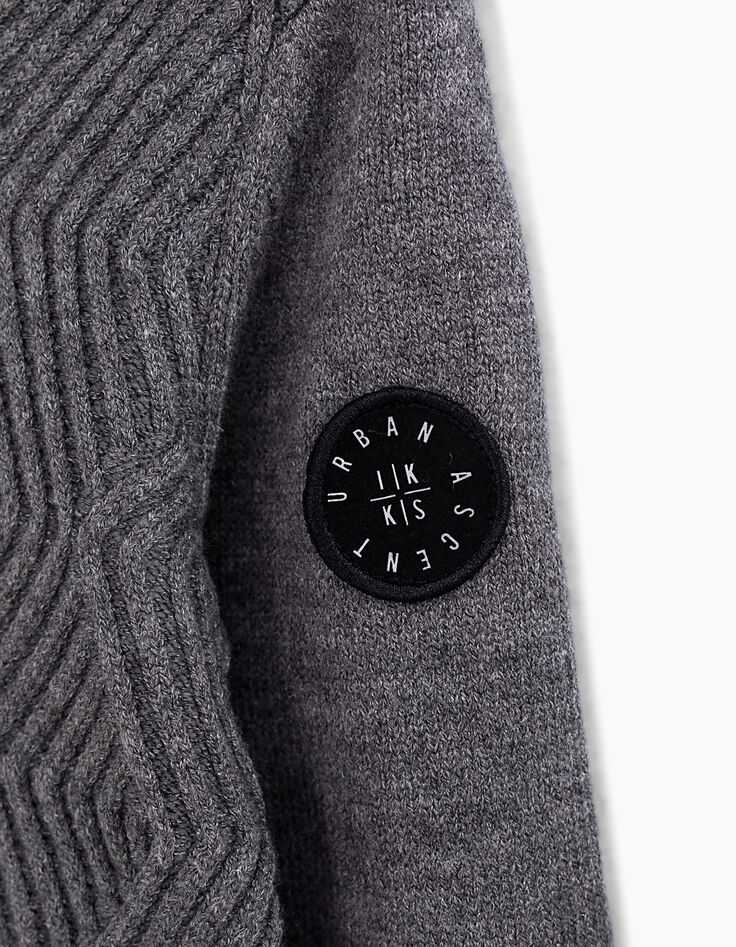 Cárdigan granito jaspeado cremallera tricot relieve niño-5