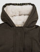 Parka caqui con lentejuelas y mangas bordadas, bebé niña-3