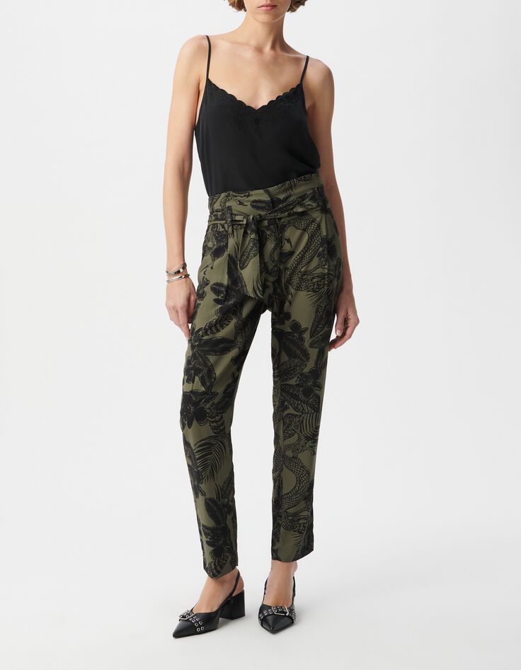 Pantalones paperbag caqui LENZING&trade; ECOVERO&trade; maxi jungla Mujer-5