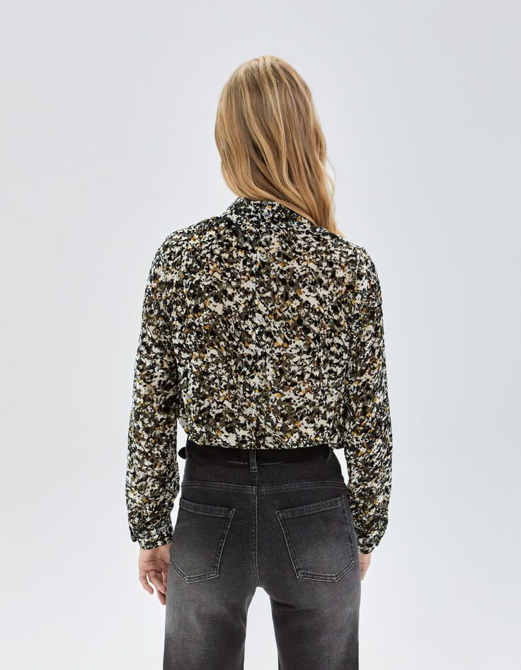 Pure Edition-Women’s black tachist rock dévoré blouse-4 Pure Edition-Women’s black tachist rock dévoré blouse-4