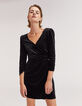 Robe portefeuille noire en velours femme-1