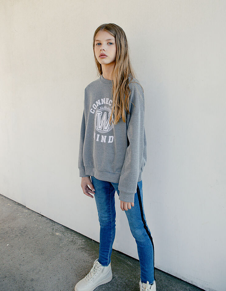 Jean skinny stone blue à bandes latérales fille-6