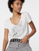 Women’s graphic front organic cotton slub V-neck T-shirt-1