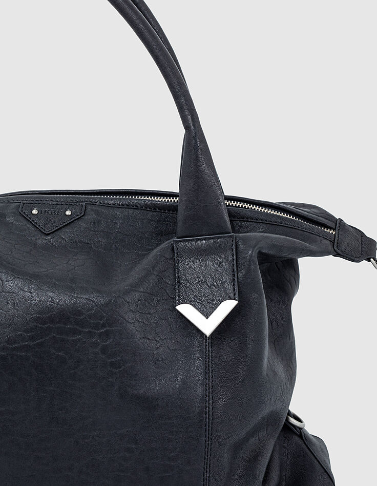 Bolso bandolera The Captain Bag military cuero negro mujer-5