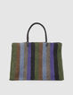 Sac cabas tress&eacute; motif rayures Femme-1