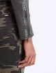 Blouson kaki en cuir d'agneau détails zips femme-5