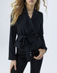 Veste tailleur courte noire forme cache-cœur Femme-2
