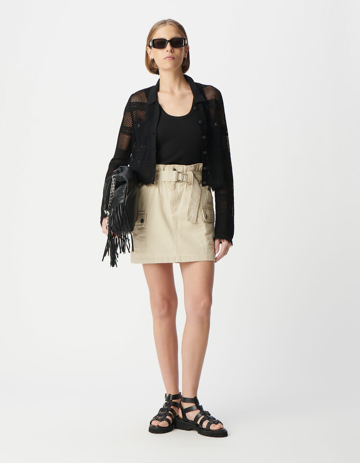Jupe courte beige esprit battle ceinturée Femme-5 Jupe courte beige esprit battle ceinturée Femme-5