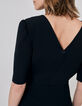 Vestido corto negro cuello V delante y detrás mujer-5