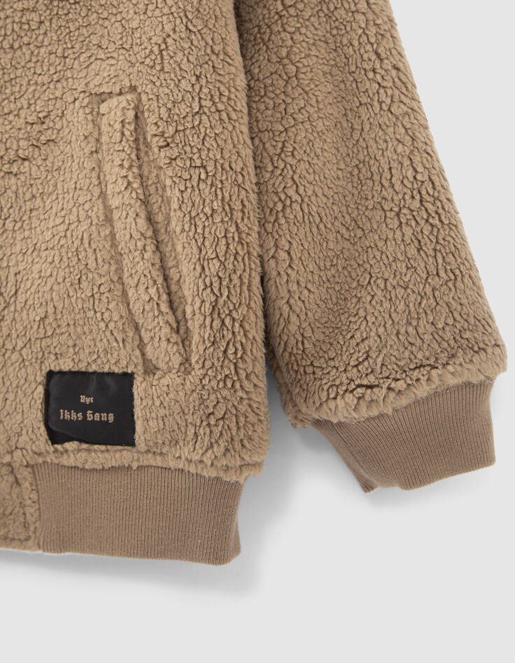C&aacute;rdigan reversible crudo Sherpa y moka felpa ni&ntilde;o-5