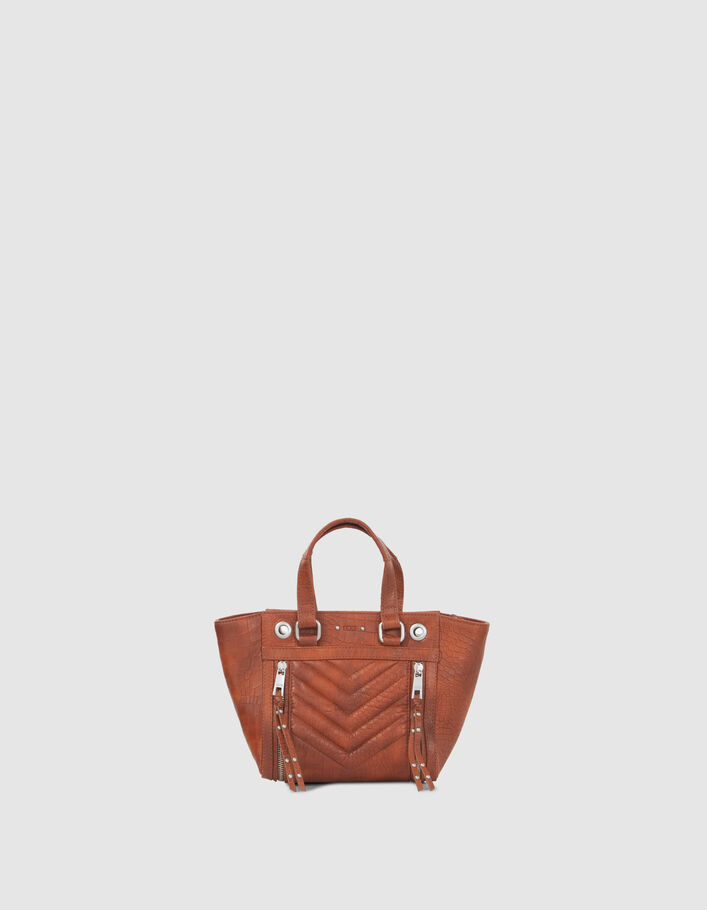 Women’s orange croc-embossed leather 1440 Small tote bag-2