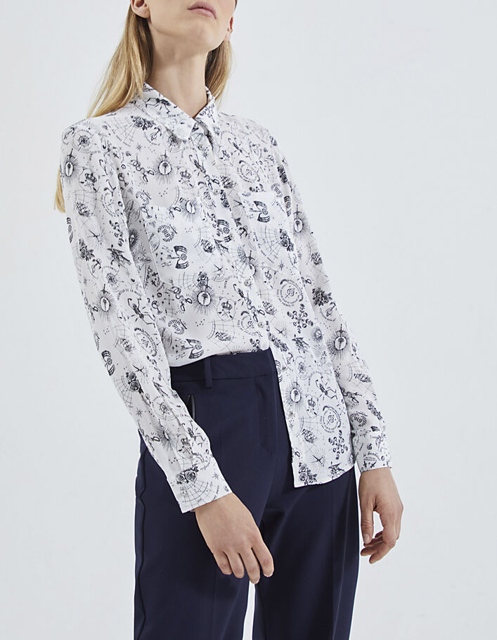 Chemise en crêpe de viscose imprimé tatoo femme-2