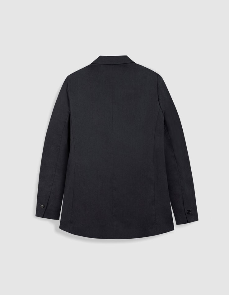 Veste de tailleur bleu marine mix lin coton Femme-2