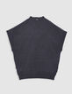 Ärmelloser grauer Pullover mit Botschaft für Mädchen-5