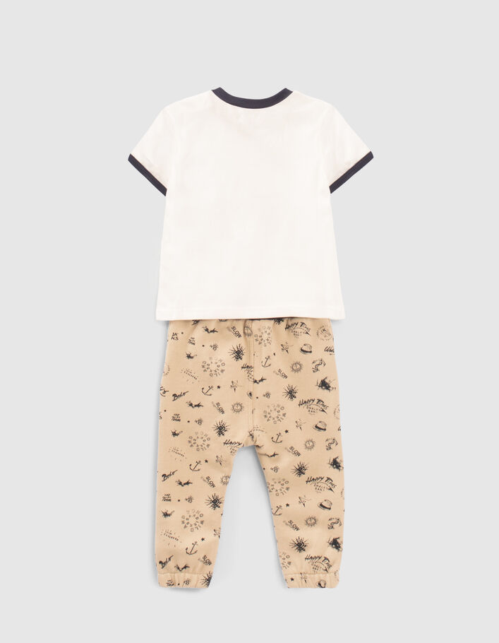 Baby boys' print joggers and white T-shirt outfit - IKKS