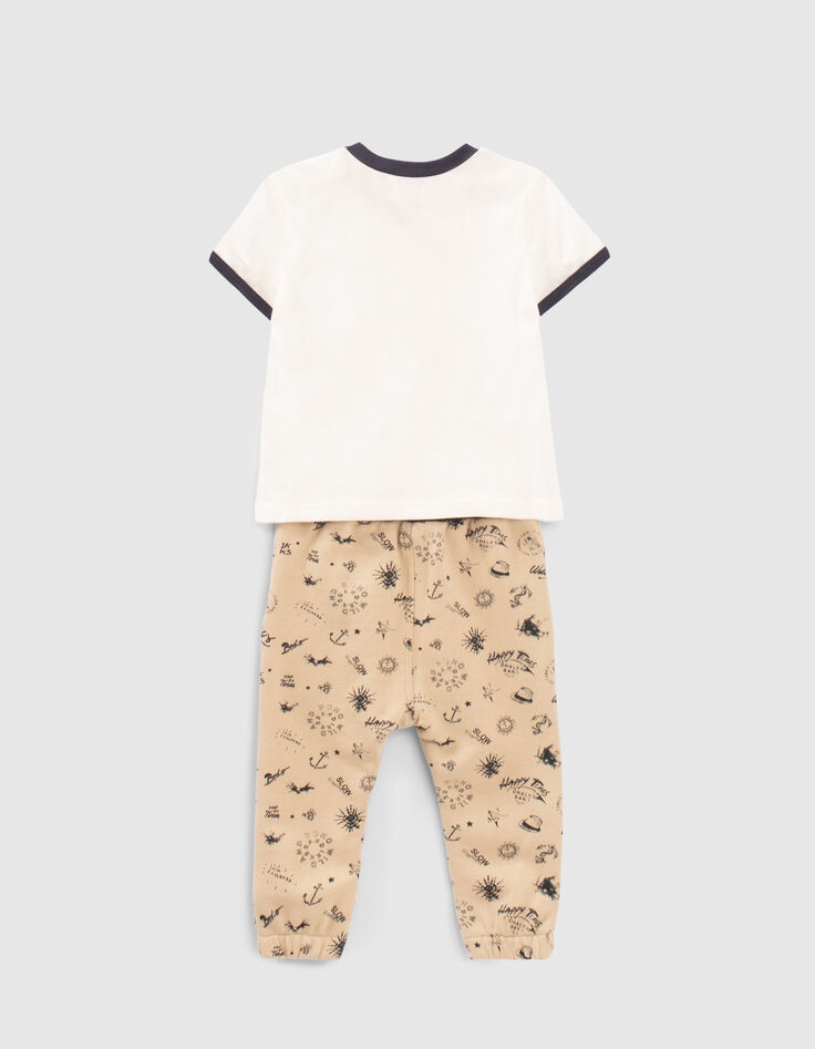 Baby boys' print joggers and white T-shirt outfit-2