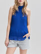 Women’s cobalt recycled pleated top with American armholes-2