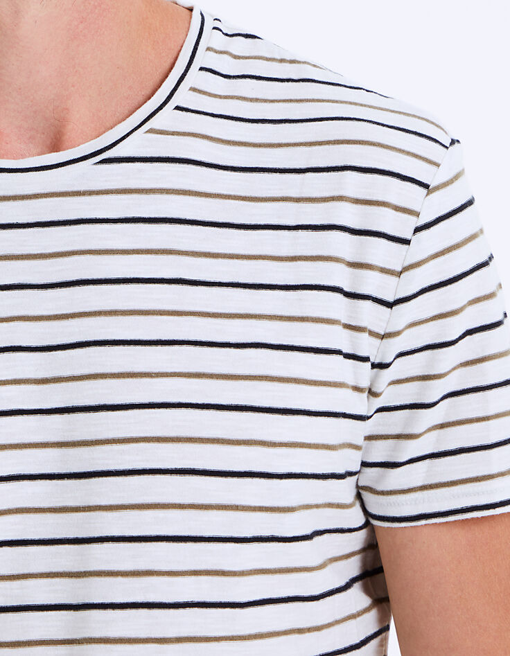 Off-White Herren-T-Shirt, gestreift und Tie-Dye-Effekt-4