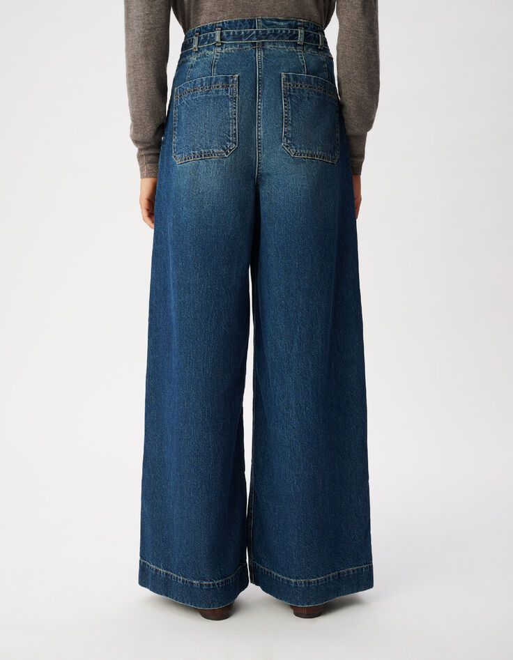 Elisa Damenjeans in Blau mit weitem Bein und G&uuml;rtel-3