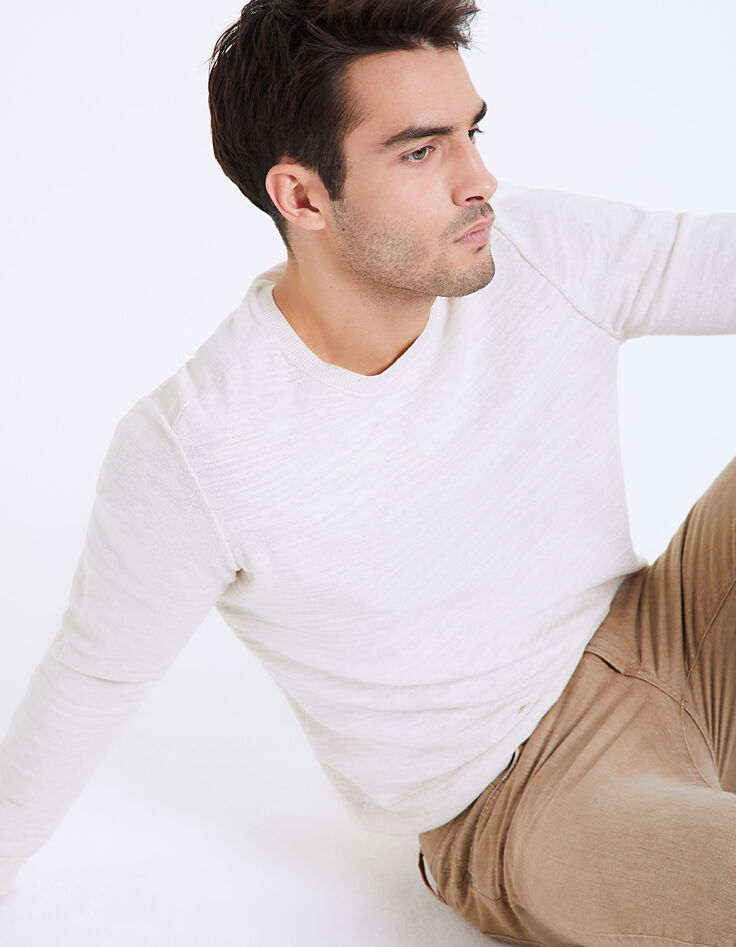 Men's natural slub knit sweater-1