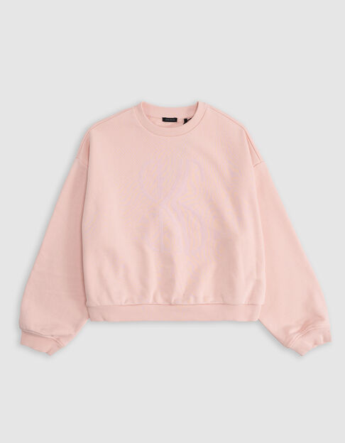Sweat rose monogramme velours fille - IKKS