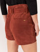 Short taille mi-haute en cuir de chèvre velours femme-6