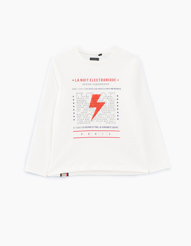 Cremeweißes Jungen-T-Shirt La Nuit Electronique IKKS -1