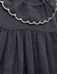 Graue Mädchenbluse mit weitem Kragen Stick-5