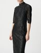 Robe midi noire dentelle effet enduit Femme-2