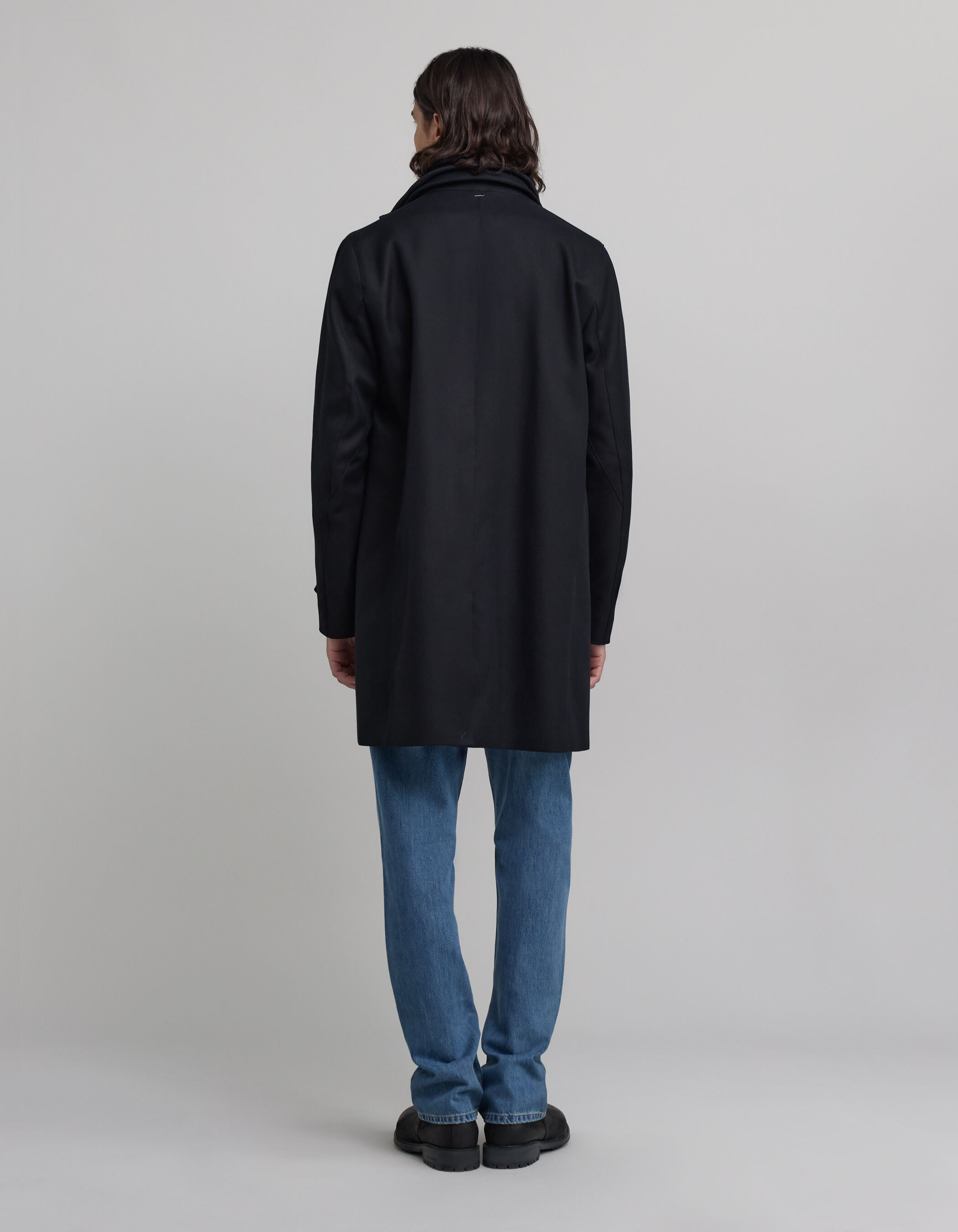 Men s black trench coat with removable facing IKKS