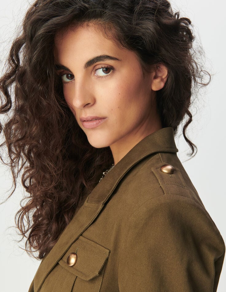 Women’s khaki gabardine short jacket-5 Women’s khaki gabardine short jacket-5