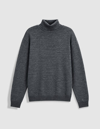 Men's Gray 100% Wool Knitted Turtleneck Sweater