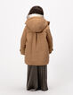 Abrigo cuadros camel pieza capucha niña-3