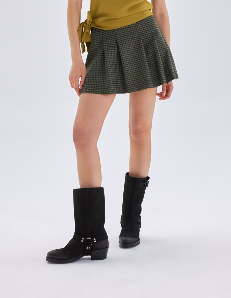 Women’s lichen check motif skater skirt-2