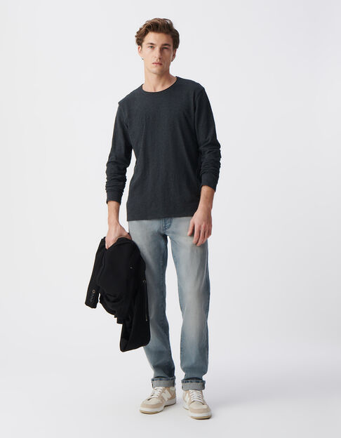 Antraciet T-shirt De Essential ronde hals lange mouwen Heren - IKKS