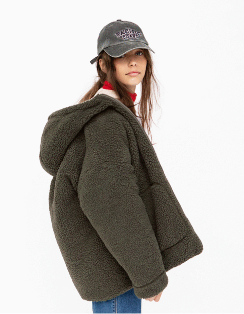 Omkeerbare jas kaki Sherpa of doorstikt meisjes - IKKS