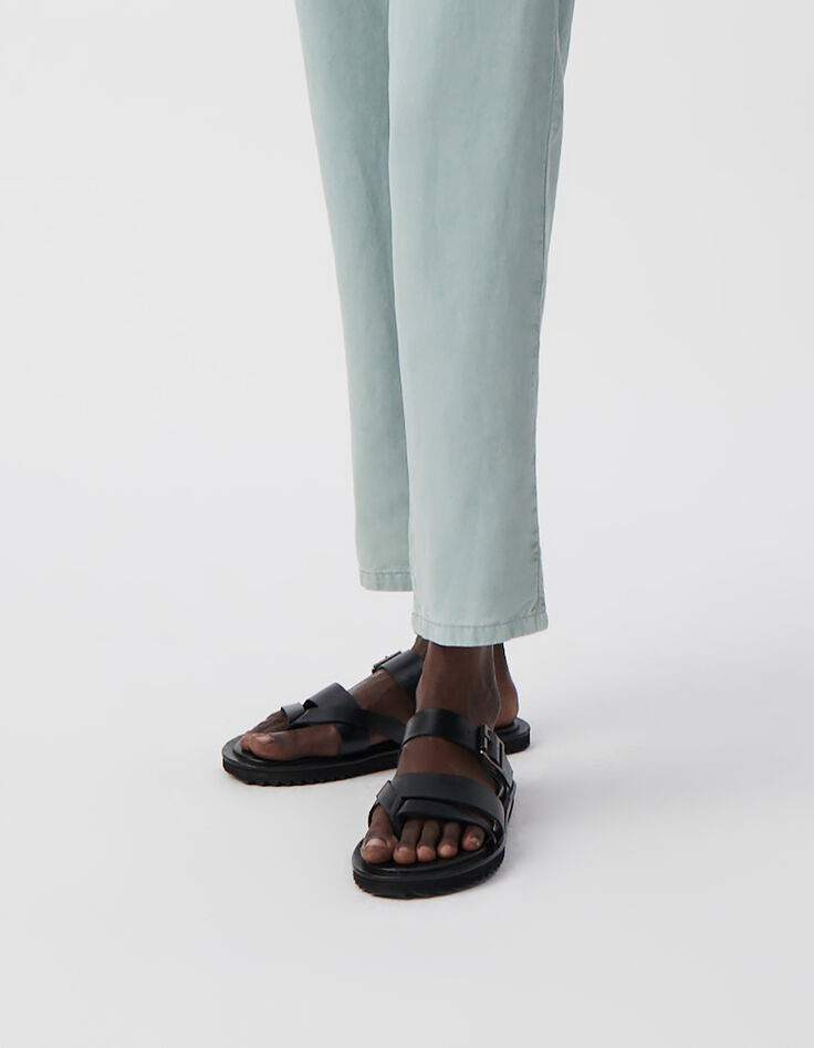 Mules noires cuir brides croisées Homme-8