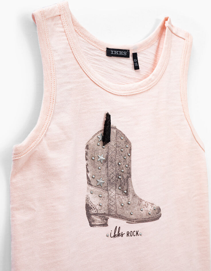 Girls’ light pink vest top with studded cowboy boot-4