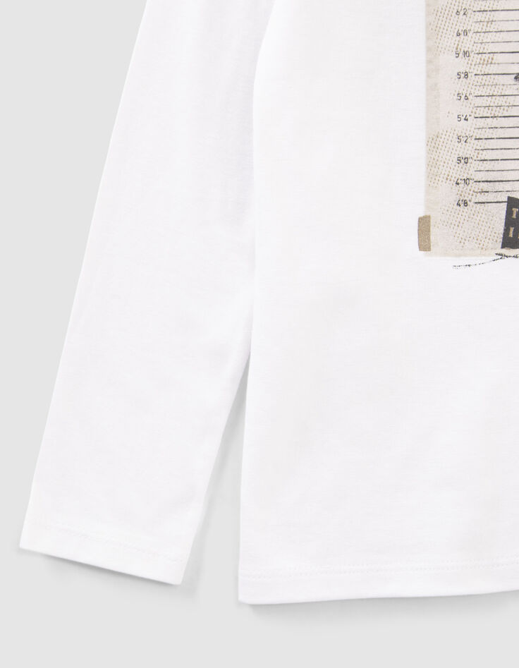 T-shirt blanc cassé coton bio visuel fille à bonnet-4